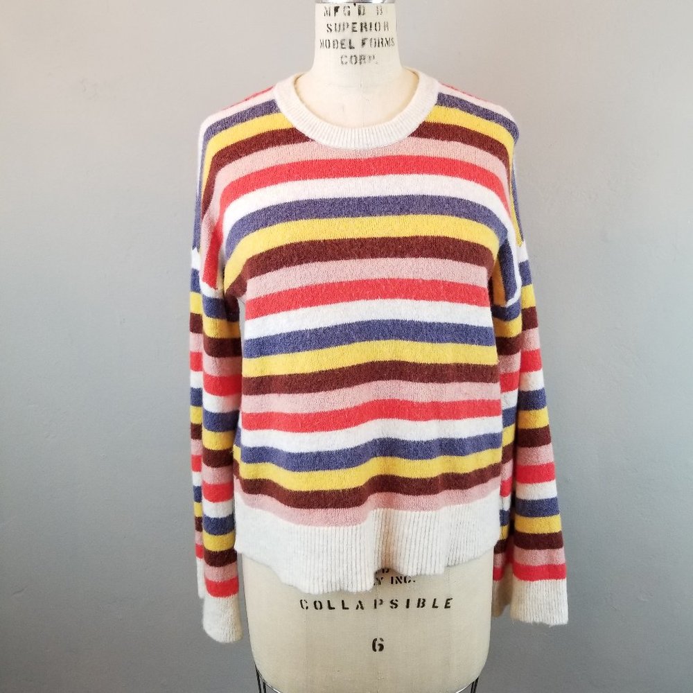 Madewell Colorful Striped Knit Pullover Crew Neck Sweater Women's Size XS